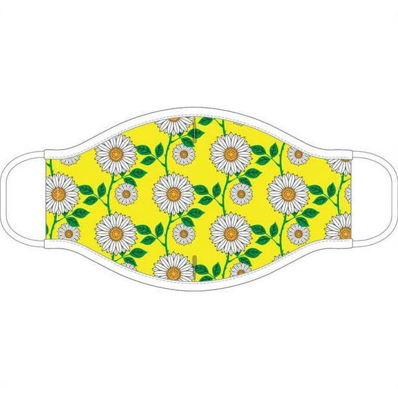 Daisy Floral Print Yellow Cloth Face Mask With Solid Trim (One Size, Yellow)