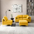 thumbnail image 4 of Sectional L-Shaped Couch, 3 Seater Sofa with 2 Pillows and Reversible Ottoman, Modern Linen Fabric Couch for Living Room Apartment Small Space, Yellow, 4 of 7