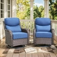 thumbnail image 3 of Gymojoy 3 Pieces Patio Furniture Set, Outdoor Swivel Glider Rocker, Wicker Patio Bistro Set with Rocking Chair, 6-inch Thick Cushions and Side Table for Porch, 3 of 10