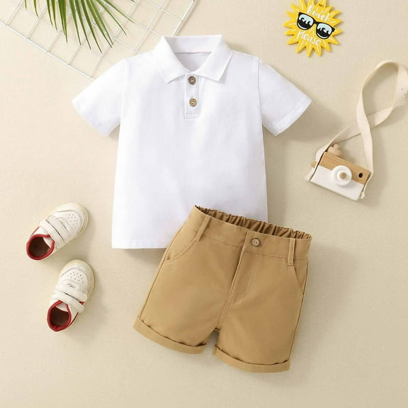SNKSDGM Toddler Boy Clothes 3T July 4 Toddler Boy Short Sleeve Poo Shirt & Casual Shorts Set Kids Summer Clothes Suit Little Boys Outfits 9-18 Months