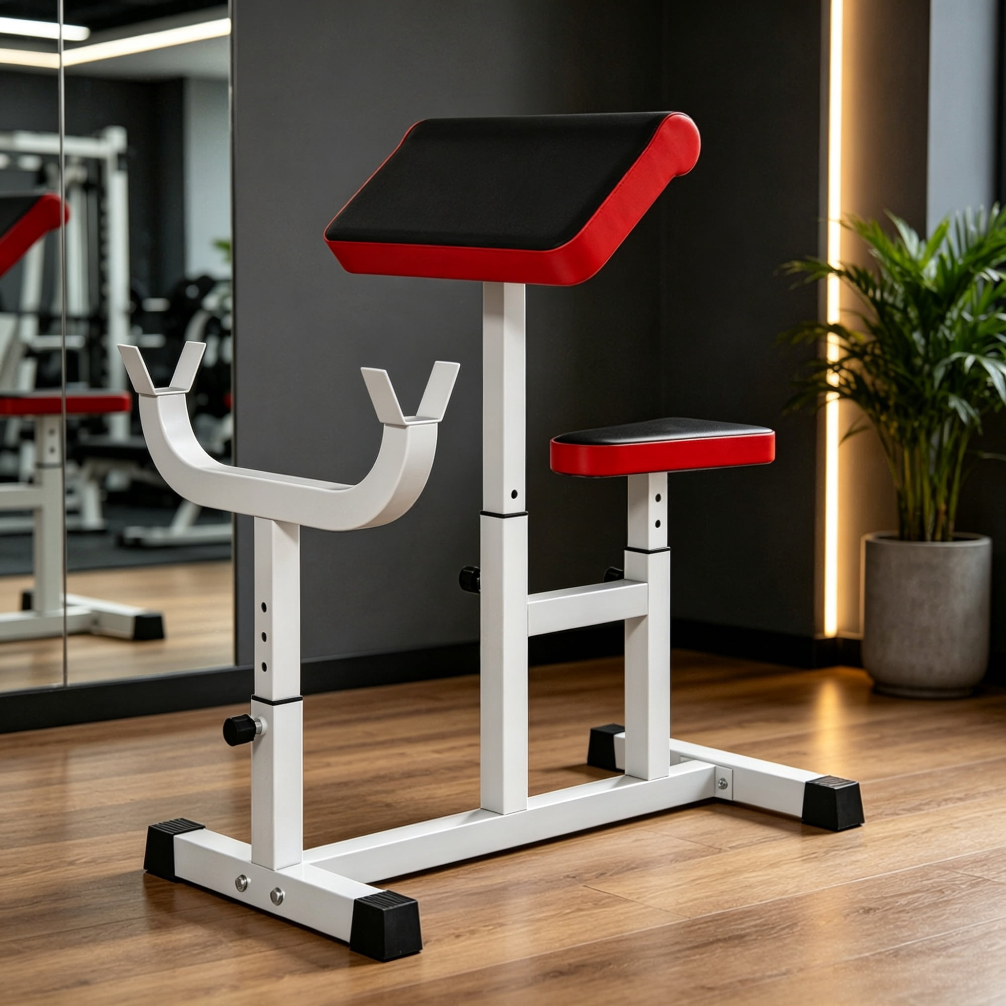 Heavy-Duty Red Vertical Leg Press Machine with Adjustable Leg, Back & Head Positions, 1" Standard Plate Compatible Strength Training Equipment