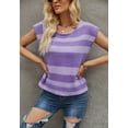 thumbnail image 3 of Striped Knit Sleeveless Sweater Tank Top Round Neck Transitional Style Purple Small, 3 of 5