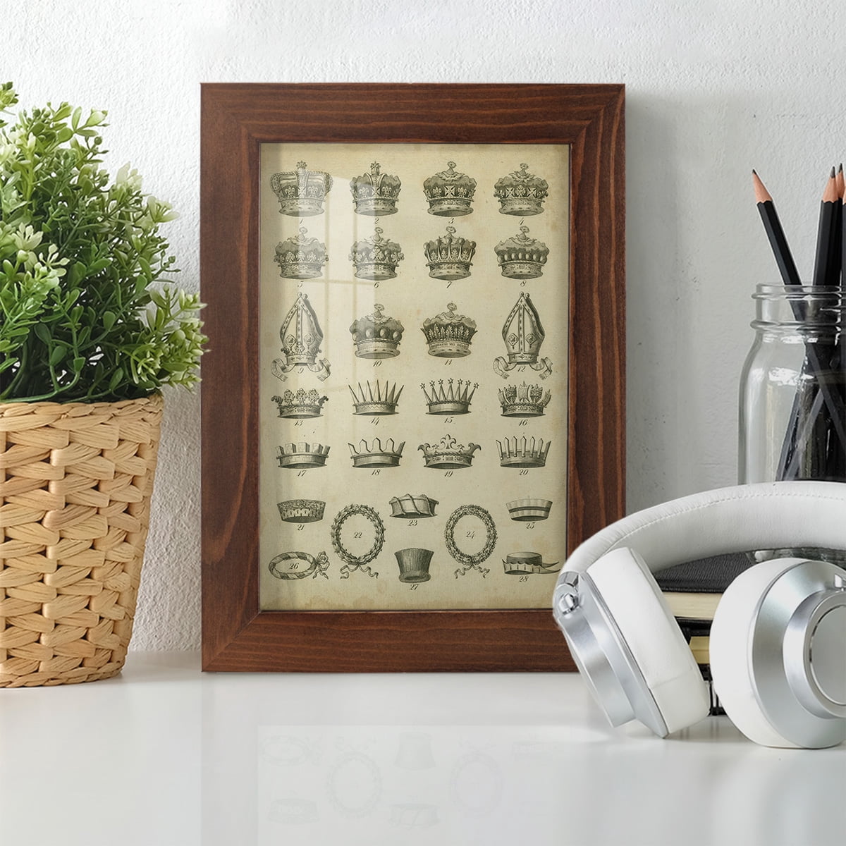 Heraldic Crowns & Coronets IV -Framed Print w/glass-Chestnut