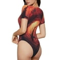 thumbnail image 2 of Bingfone Shark Underwater Vortex Pattern Women's Round Neck Bodysuit, Tight Snap Button Short Sleeve Bodysuit, Suitable for Party, Sports, Daily Wear-Large, 2 of 7