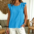 thumbnail image 5 of Women's Tops Tees Blouses O Neck Solid Vacation Daily Sleeveless Vest Tank Tops for Women, 5 of 6