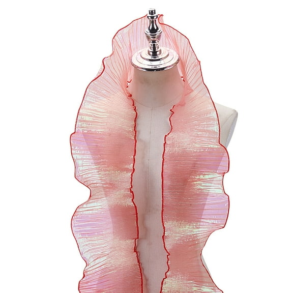 10M Iridescent Organza Pleated Lace Ribbon Ruffled Lace Trim Clothes Accessories Red 7-7/8 inch(200mm)