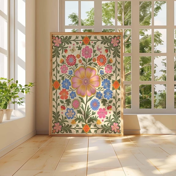 Vintage Mexican Floral Poster, Unframed Paper Poster 8x10in