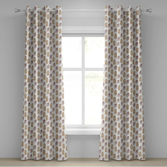 Ambesonne Nature Grommet Curtain, Blossoms Spring Branches, 50" x 108", Dried Rose Pale Coffee