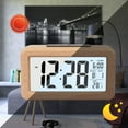 thumbnail image 5 of Bienvenido Reloj despertador digital de madera de fácil configuración con temperatura, fecha, retroiluminación, repetición, para dormitorio, mesita de noche, hogar, oficina, sin tictac, 5 of 5