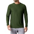 thumbnail image 1 of yoeyez Men's Sun Protection Shirts Solid Color Long Sleeve Sunscreen Shirt Lightweight Breathable Spf Rash Guard for Fishing Hiking Swimming Running Army Green,L, 1 of 7