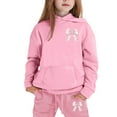 thumbnail image 4 of Big Girls Outfits Sets Hoodie Pants Letter Print Kids Casual Two Piece Winter Comfy Fall Girls Clothing Sets Pink Size 8-9T, 4 of 4