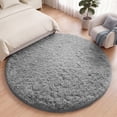 thumbnail image 4 of Nefoso 4ft x 4ft Round Area Rug, Soft Fluffy Circle Rug Shag Round Rugs for Living Room Bedroom Indoor Home Decor, Gray, 4 of 11