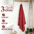 thumbnail image 5 of Dan River Bath Towel 4 Pack 27x54 in Ultra Soft Quick Drying Cotton Towel - Red, 5 of 8