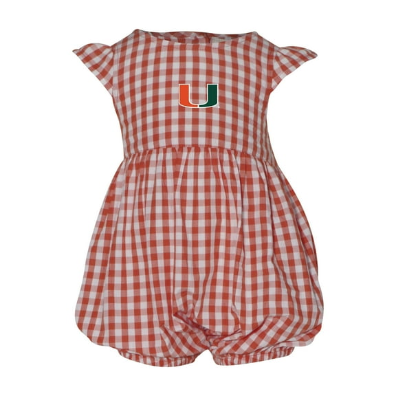 Girl's Infant Garb Orange Miami Hurricanes Cara Gingham Ruffled Bodysuit
