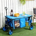 thumbnail image 2 of Outsunny Chariot de Jardin Pliant Chariot Pliable avec Roues, Bleu, 2 of 10
