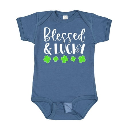 

Inktastic Blessed and Lucky 4 Leaf Clovers St. Patrick s Day Gift Baby Boy or Baby Girl Bodysuit