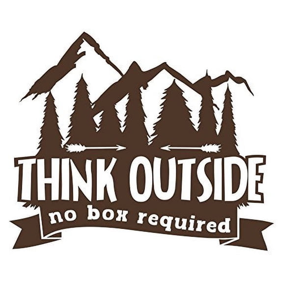 Think Outside No Box Required Summer Quotes For Camper Or Rv Wall Decor Wall Letters, Chocolate Brown, 23x19 ,