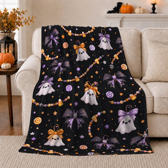 decorative motif Cute autumn celebration decorative motif Bow decorative motif Pattern, Warm Flannel Blanket for Living Room and Reading Nook, Festive autumn celebration Scene, Festive Home Decor