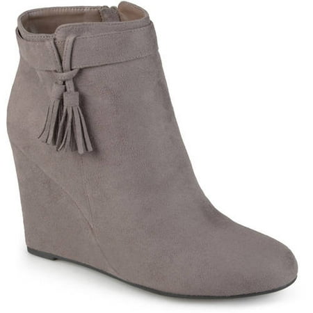 Womens Wedge Tasseled Faux Suede Booties Womens Wedge Tasseled Faux Suede Booties