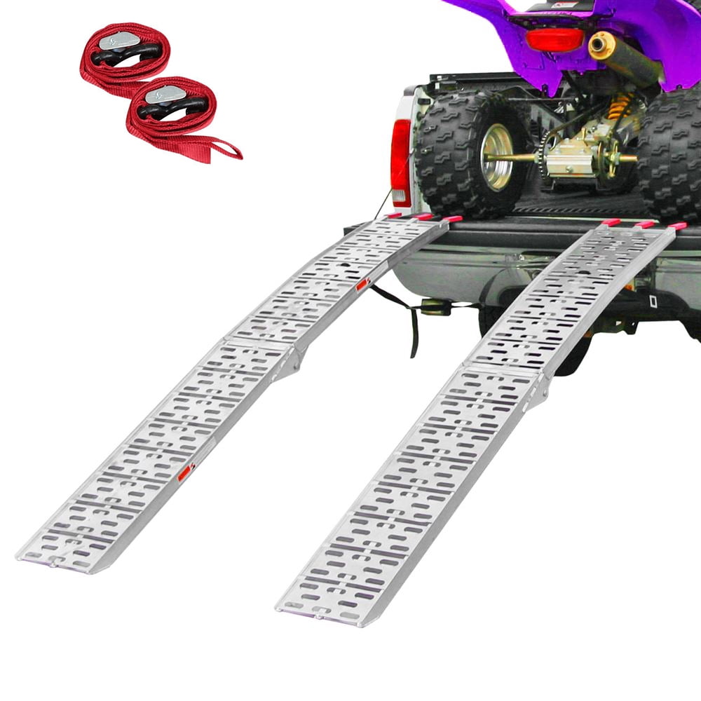 Clevr 90" Folding ATV/UTV Aluminum Loading Ramps, Arched Motorcycle Lawnmower, 1500 lbs