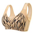 thumbnail image 1 of ManxiVoo Full Bust Front Closure Wireless Bra Large Cup Size Supportive Comfort Fit Seamless Camisole Style Printed Design XXXXL Size Light Yellow, 1 of 6