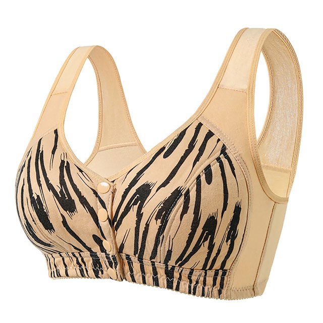 ManxiVoo Full Bust Front Closure Wireless Bra Large Cup Size Supportive Comfort Fit Seamless Camisole Style Printed Design XXXXL Size Light Yellow