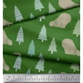 thumbnail image 2 of Soimoi Green Poly Georgette Fabric Bear & Tree Christmas Print Sewing Fabric Yard 42 Inch Wide, 2 of 3