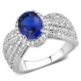 thumbnail image 1 of Alamode 3W1563-5 Women Rhodium Brass Ring with Synthetic in London Blue - Size 5, 1 of 1