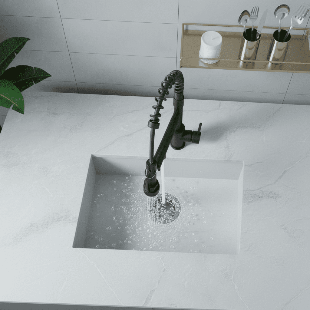 Kitchen Faucet with Pull Down Sprayer,Touch On Single Handle 2-Function Stainless Steel Spring Neck,Single Hole Installation for Residential,Bar,Matte Black