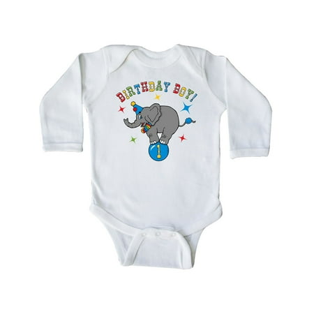 

Inktastic Circus Elephant 1st Birthday Boy Gift Baby Boy Long Sleeve Bodysuit
