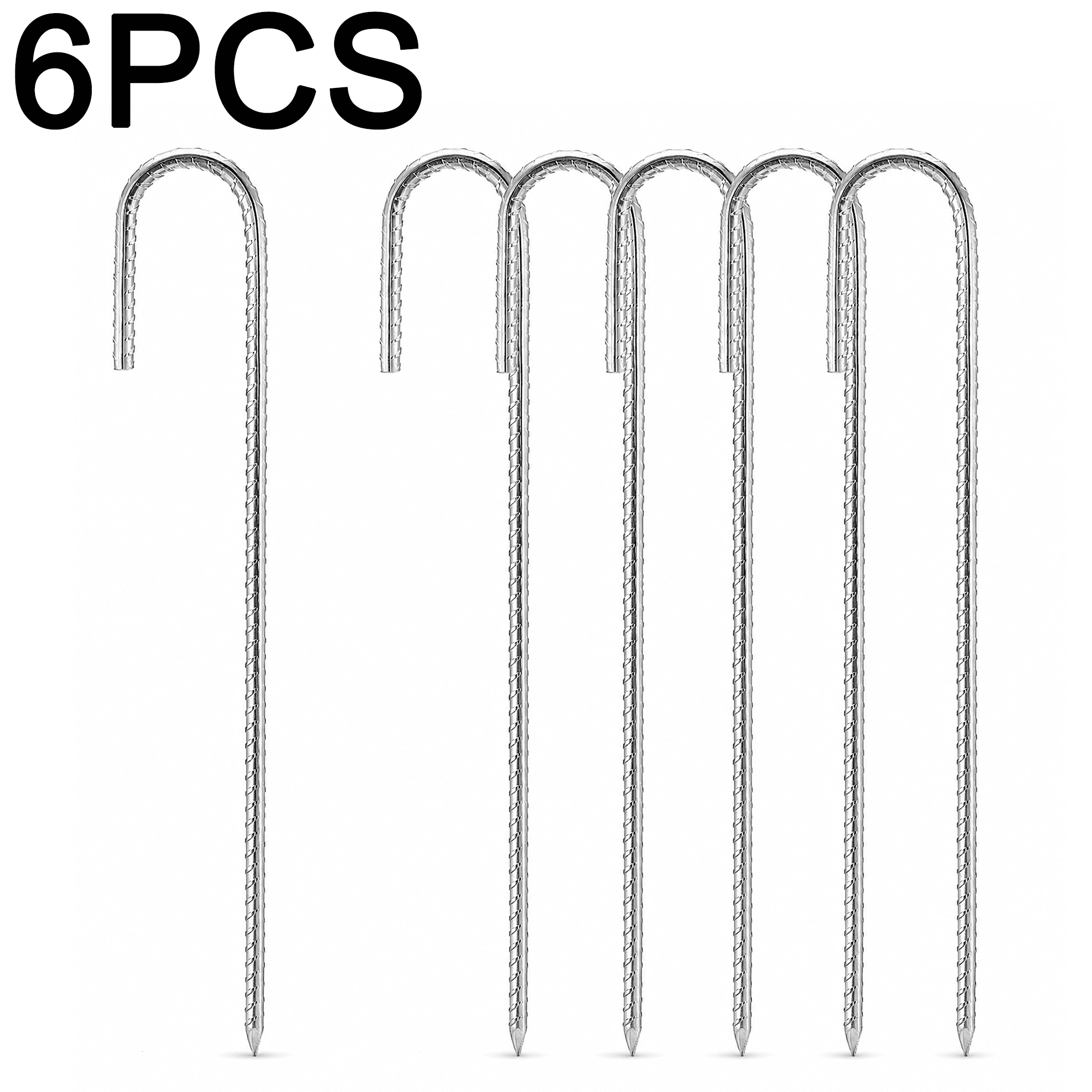 Rebar Stakes 16 Inch Heavy Duty Galvanised Steel Rebar Ground Stakes Fence Anchors Ground Stakes with Hook Ground Blind Stakes for Marquees Gazebos Tents Trampolines Camping