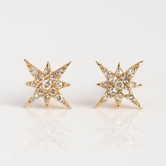 FusionJevel 925 Sterling Silver 18K Gold Plated Celestial Earrings- Star Studs Earrings-Sterling Silver Star Studs Earring-Moissanite Stud Earrings Earrings-Women's Gift