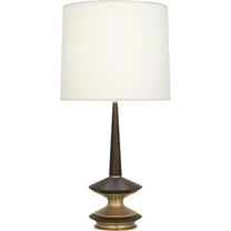 Mid-Century Modern Table Lamp with Warm Brass Finish & Dark Walnut Accents | Fondine Fabric Shade | 34.5 Inch Height | Full Range Dimmer | UL Listed