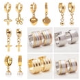 thumbnail image 2 of 1 par de pendientes de aro circulares de acero inoxidable ESSFF para mujeres y hombres, joyería de moda de Color dorado al por mayor Tan Jianjun unisex, 2 of 2