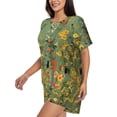 thumbnail image 2 of Fuzoiu Botanical Garden With Cats Print Women's Short-Sleeved Pajama Set,Lounge Sleepwear Set,Womens Pajama Sets 2 Piece,Button-Up Top and Shorts with Pockets-XX-Large, 2 of 7