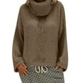 thumbnail image 1 of IROINID Chandail à Col Roulé pour Femmes Couleur Unie Ample Mi-Long Confortable à Manches Longues, 1 of 9