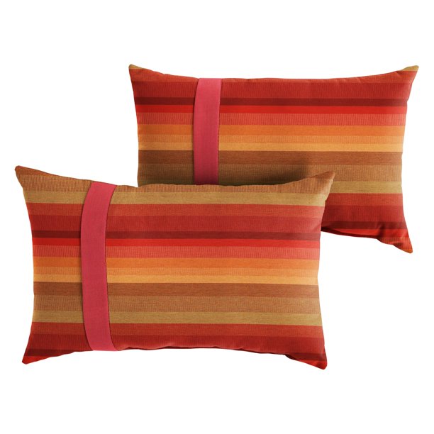 Mozaic Company Sunbrella Outdoor Lumbar Striped Large Flange Pillow