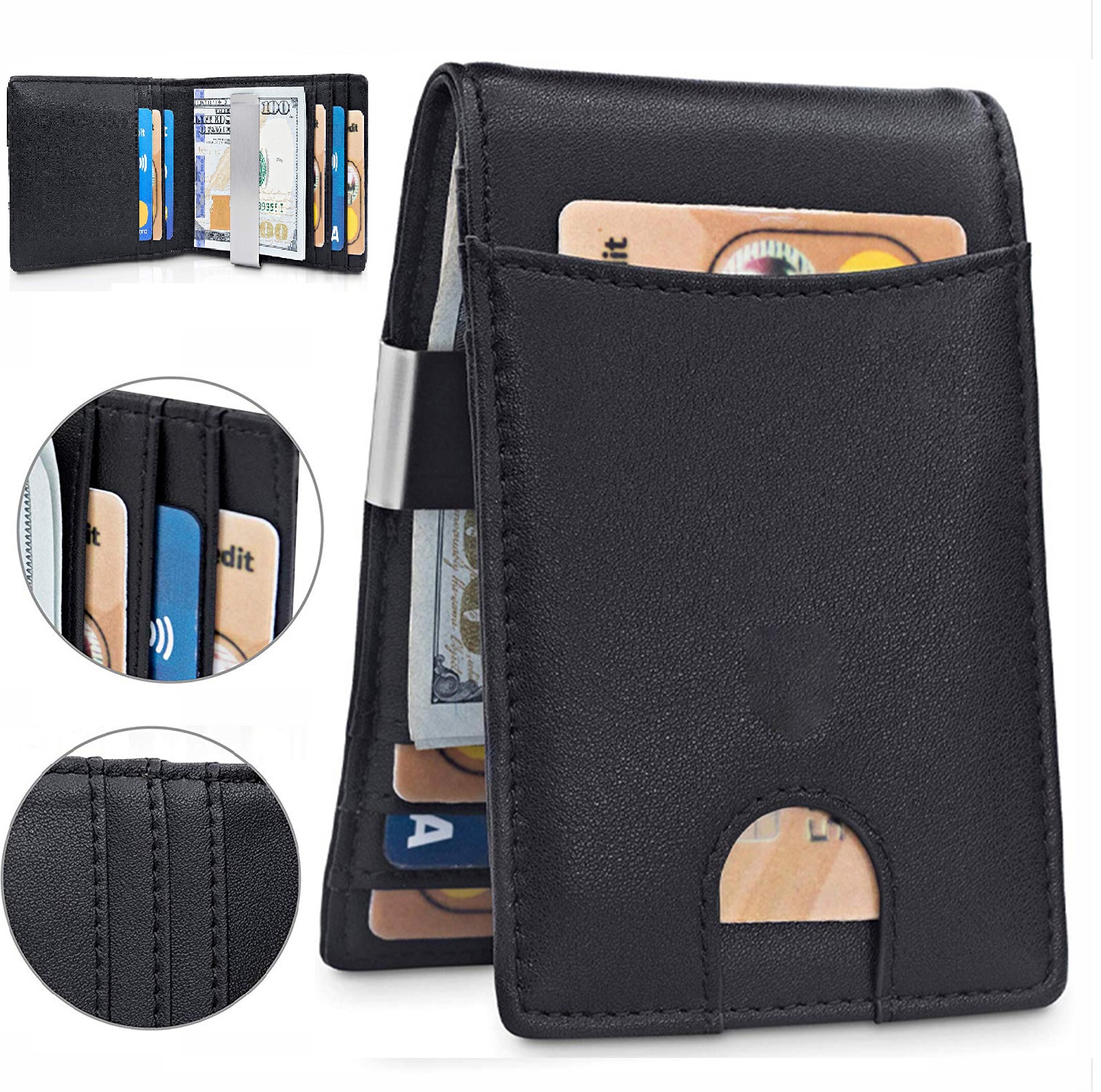SOONHUA Wallets For Men, Slim Bifold Wallets with Money Clip RFID