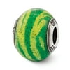 Sterling Silver Reflections Italian Green Stripes Glass Bead