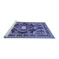 thumbnail image 2 of Ahgly Company Machine Washable Indoor Round Medallion Blue Traditional Area Rugs, 3' Round, 2 of 4