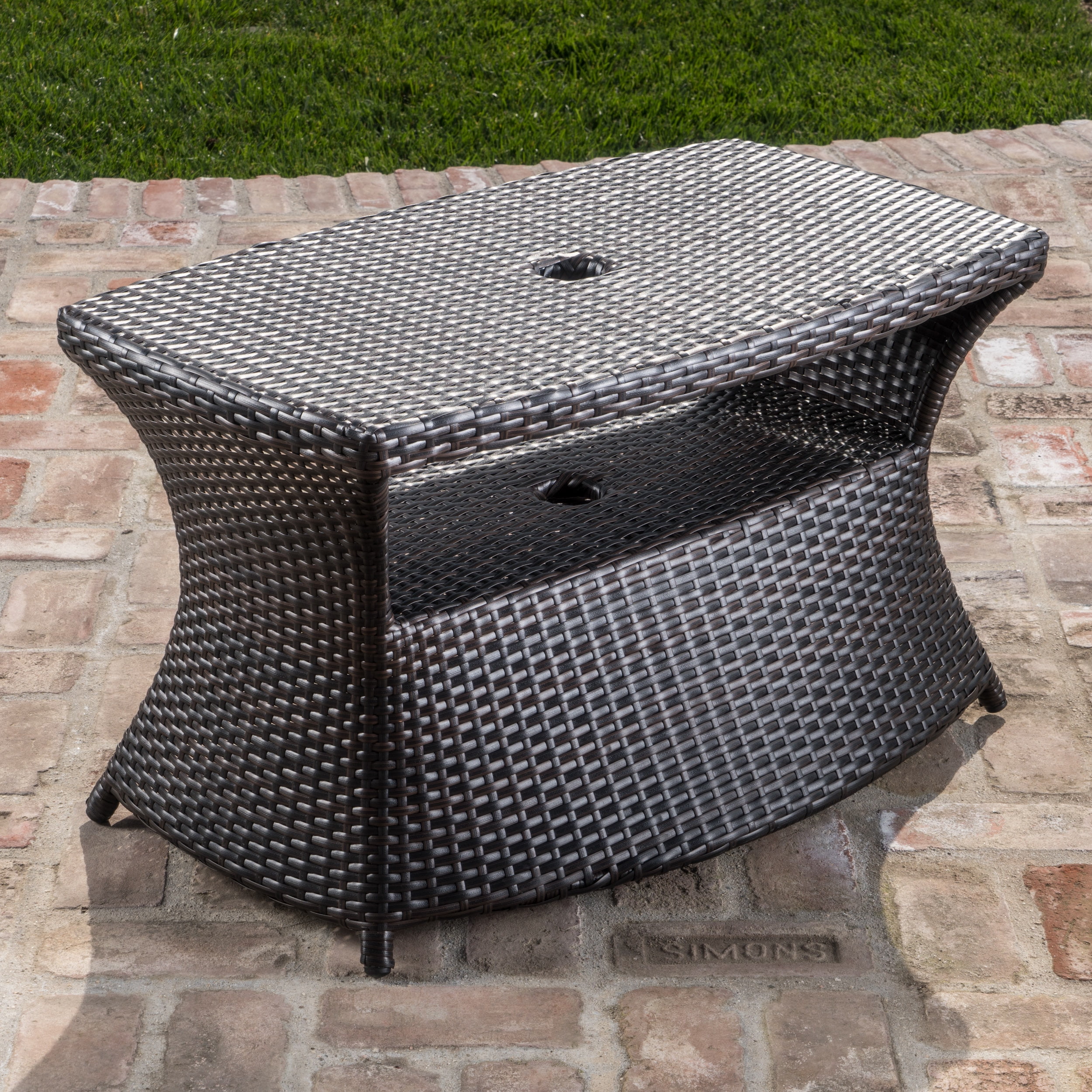 Amarelle Outdoor Wicker Side Table, Multibrown