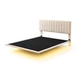 thumbnail image 5 of Euroco Upholstered Queen Size Platform Bed, Floating Bed with LED Light, Beige, 5 of 11