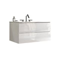 thumbnail image 3 of 36-Inch Floating Wall-Mount Bathroom Vanity with Ceramic Sink, Three Faucet Holes & Expanded Storage, Space-Saving Glossy White Design for Modern Small Bathrooms, 3 of 5