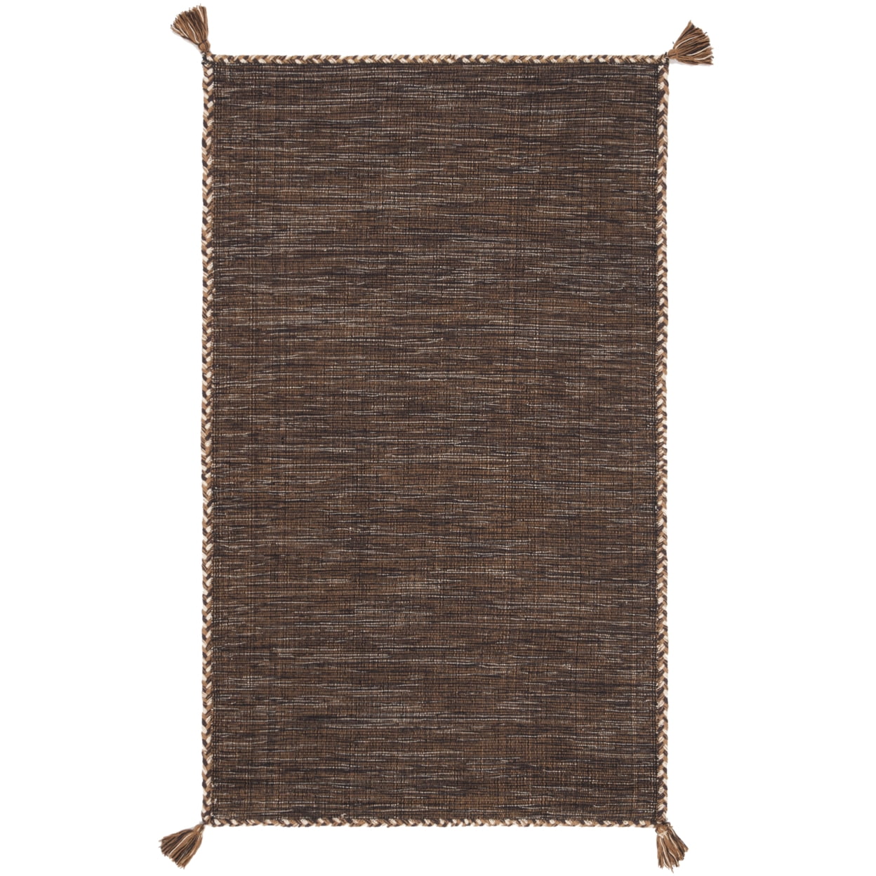 SAFAVIEH Montauk Bijar Jace Solid Soft Braided Cotton Runner Rug, Brown/Black, 2'3" x 7'