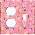 thumbnail image 2 of Metal Light Switch Wall Plate Outlet Cover (Colorful Ocean Sea Shells Pink - Single Duplex Single Toggle), 2 of 2