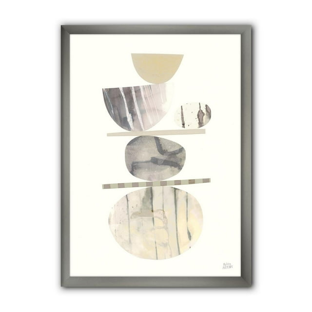 Designart Geometric Balance Neutral II Framed Wall Art