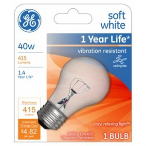 LED Ceiling Fan Light Bulb, A15, Clear 