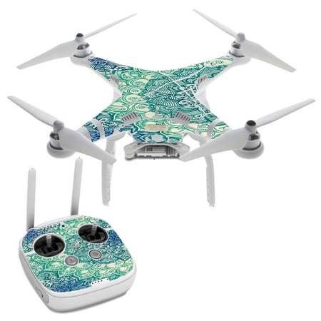 Teal Green Mandala Pattern DJI Phantom 3 Professional Skin Skins Vinyl Decal Kit