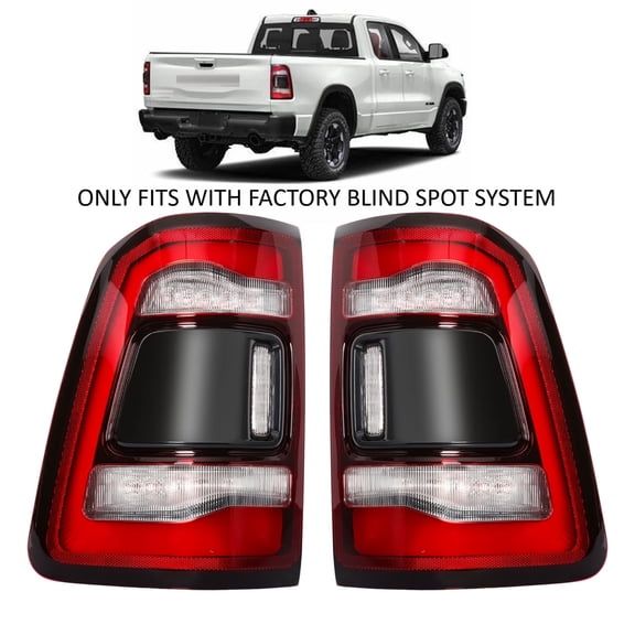 HOUGEET Pair for 2019-2023 Dodge RAM 2500 3500 Black Bezel LED Tail Lights Only Fits Blind Spot