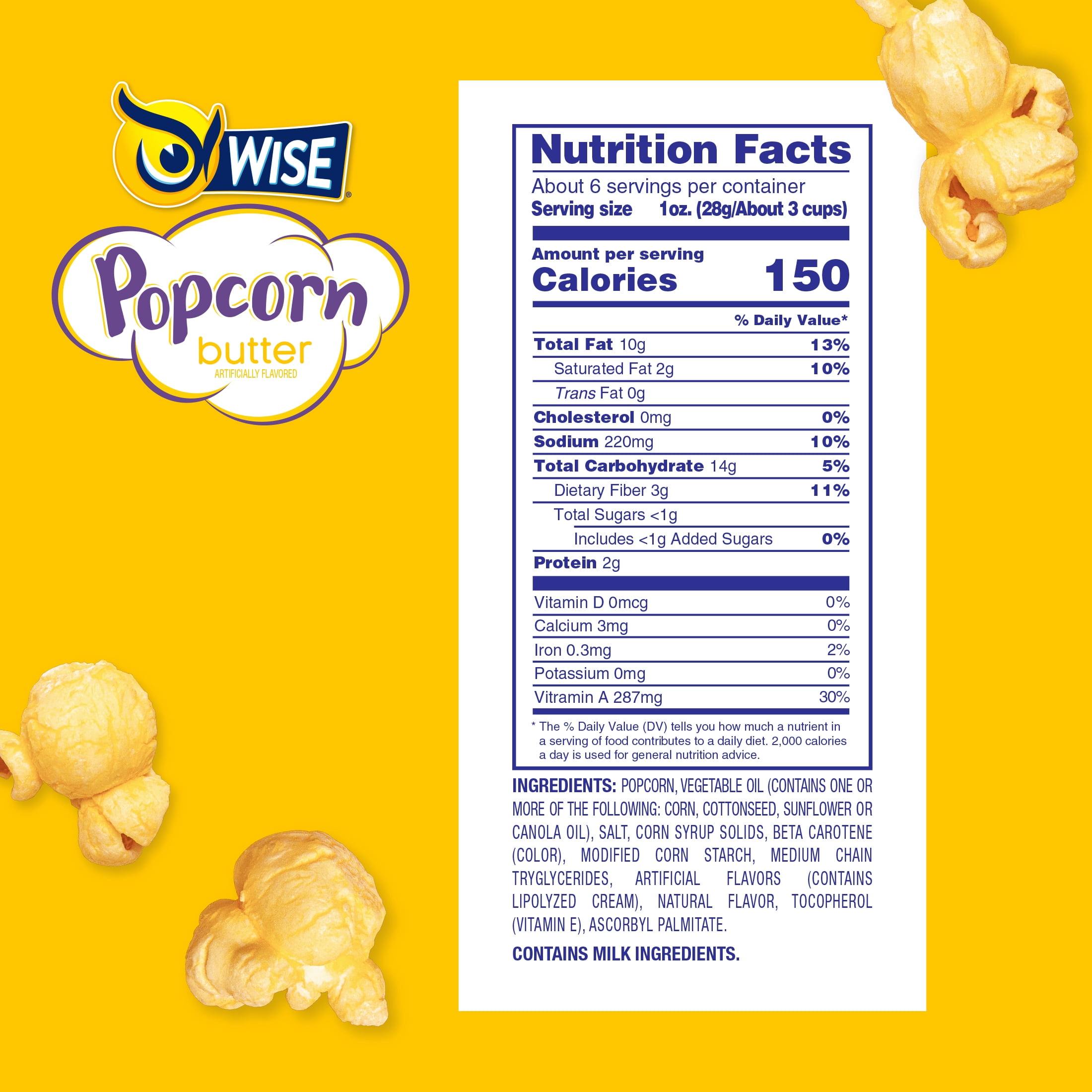Wise Air Popped Butter Popcorn, 6 Oz.